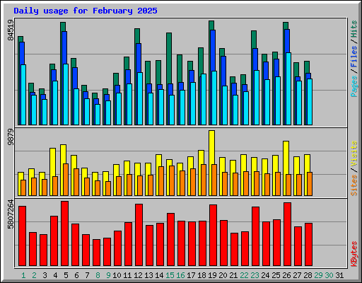 Daily usage for February 2025